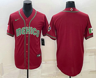 Mens Mexico Baseball Blank 2023 Red World Baseball With Patch Classic Stitched Jerseys